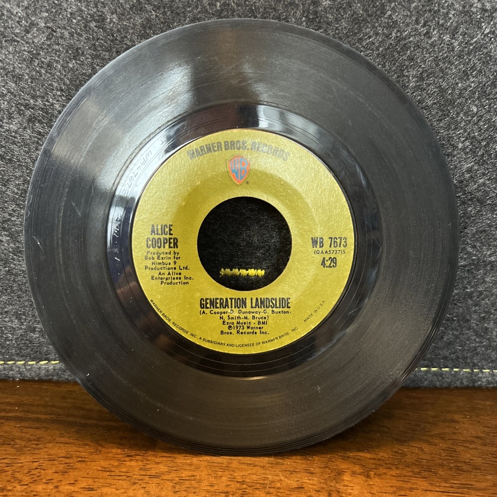 1973 Alice Cooper Hello‎ Hurray / Generation Landslide 7" 45RPM w/ppr slv